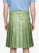 Light Green pleated skirt worn by a person on a white background