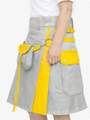 light Gray and yellow skirt with a white background