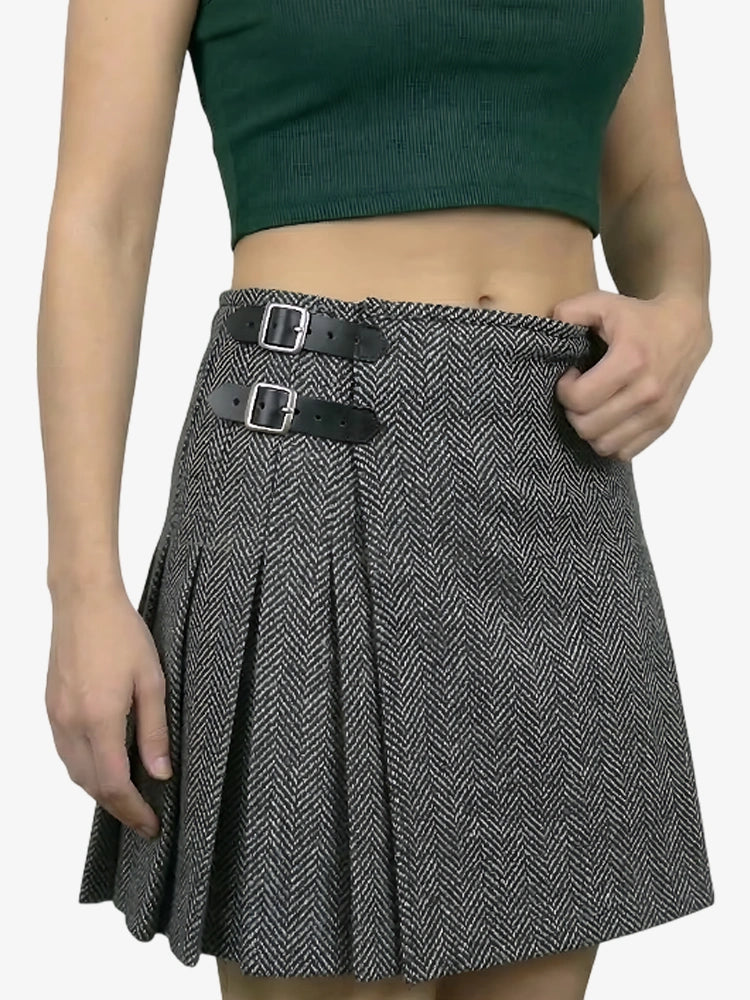 Light Grey Women Tweed Kilt