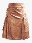 Luxurious Stylish Brown Leather Kilt