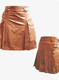 Luxurious Stylish Brown Leather Kilt