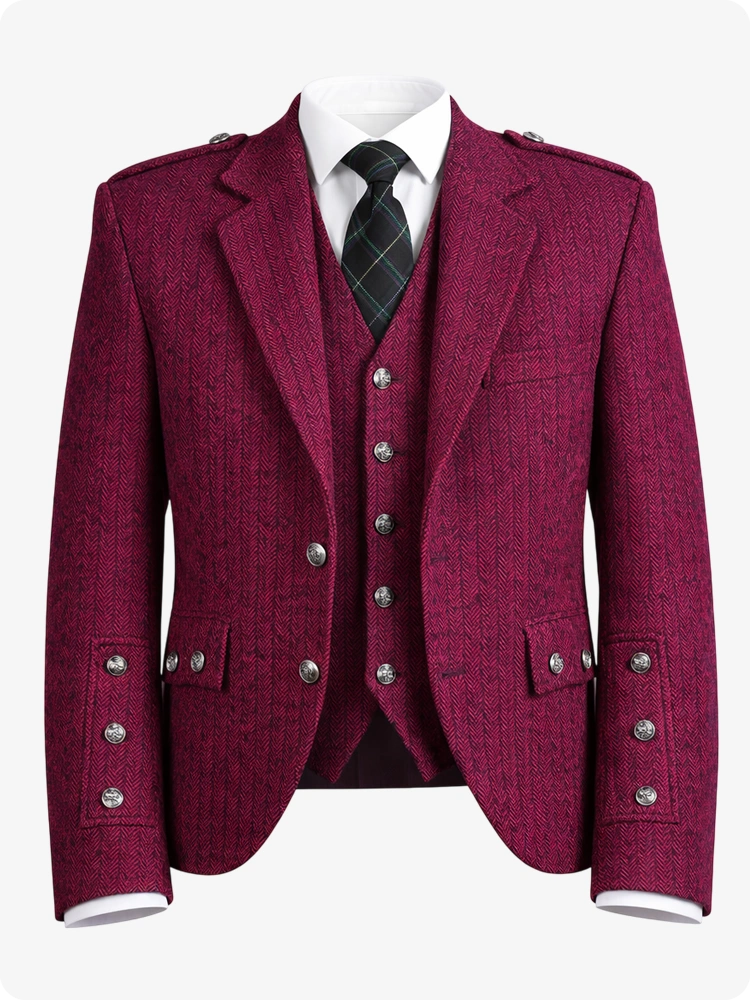 Magenata Tweed Argyle Kilt Jacket With Vest