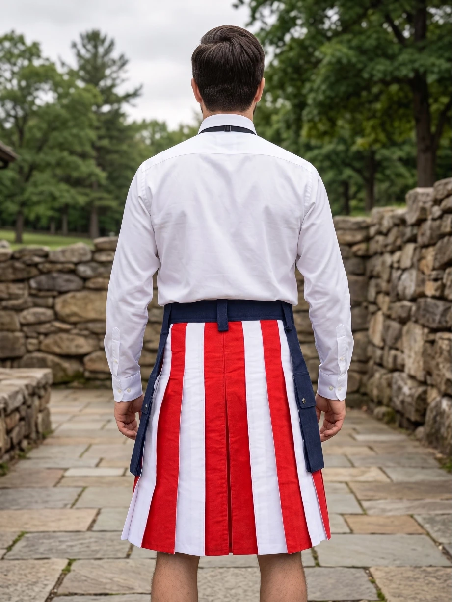 Custom Made American Flag Traditional Cotton Utility Kilt