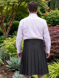 Custom Made Active Men Black Denim Utility Kilt