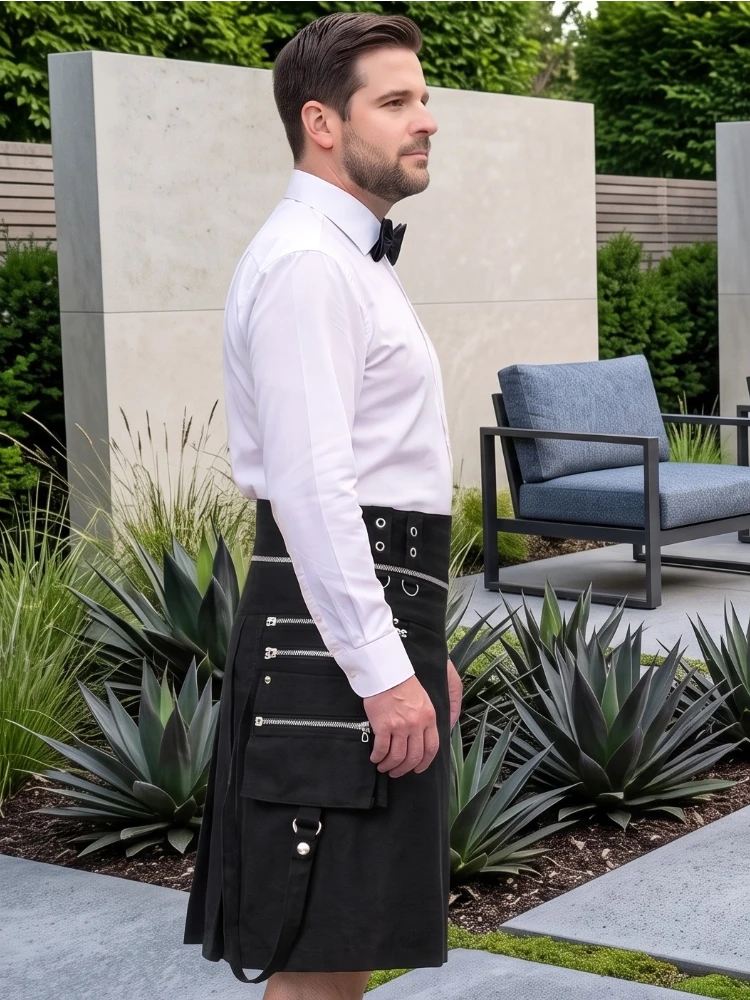 Custom Made Premium Black Gothic Utility Kilt