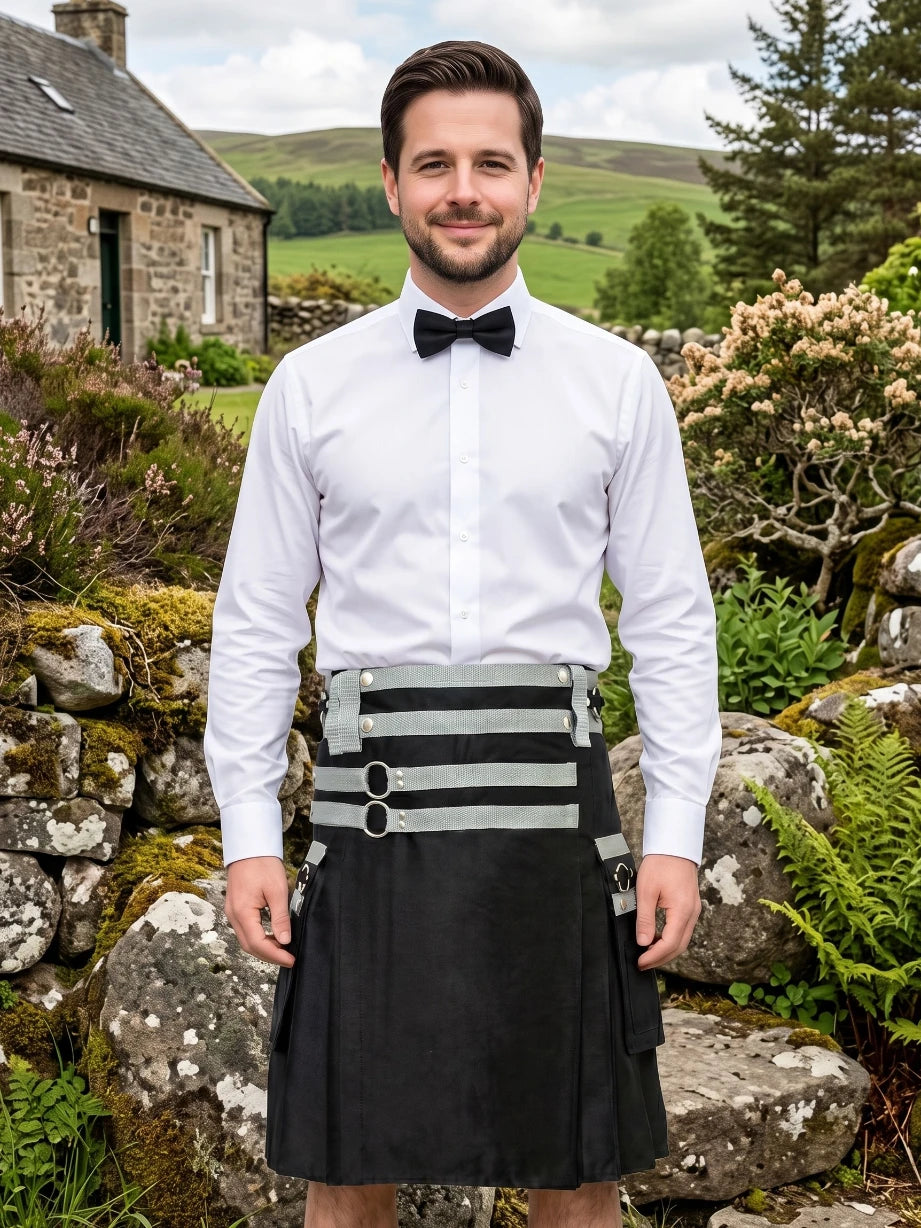 Custom Made Black and Grey Utility Kilt