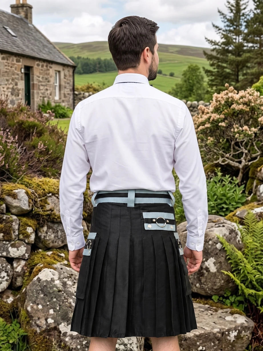 Custom Made Black and Grey Utility Kilt