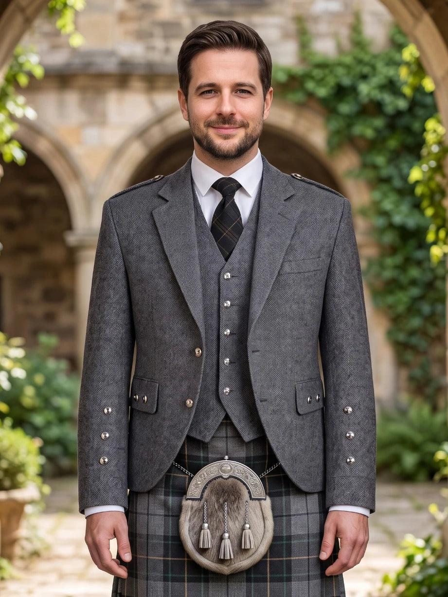 Charcoal Herringbone Tweed Argyle Jacket