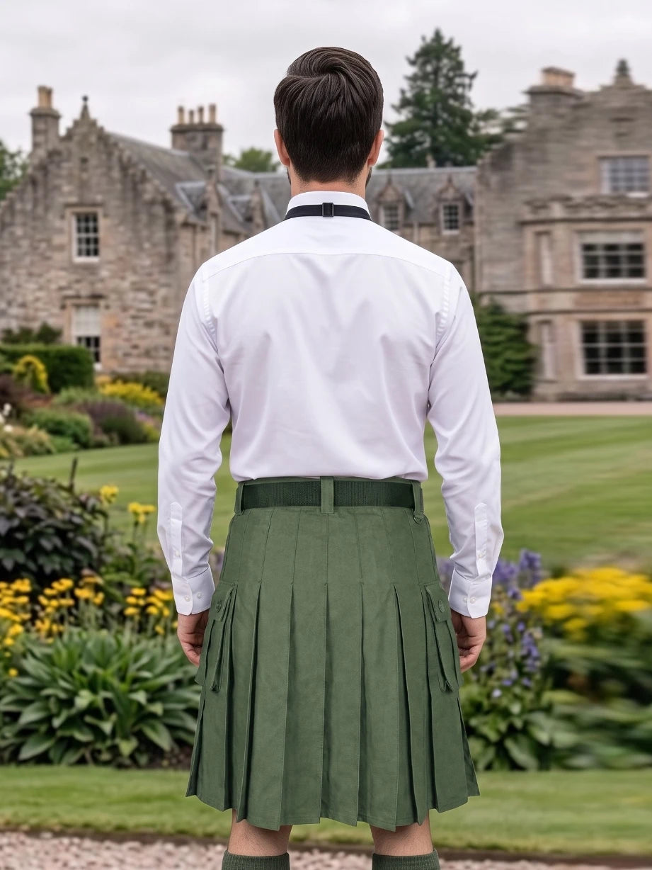 Custom Made Olive Green Utility Kilt