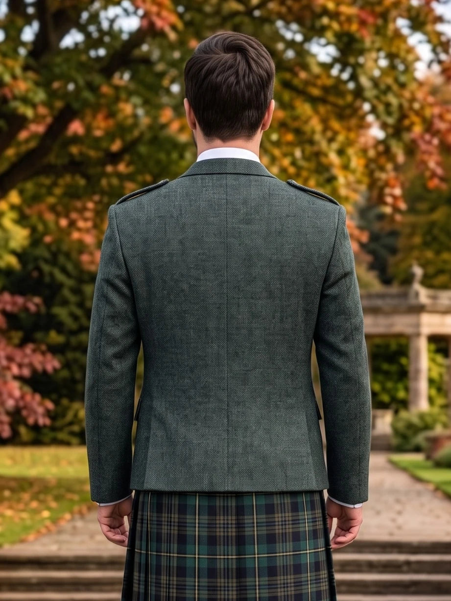 Dark Teal Or Blue & Green Tweed Argyle Jacket