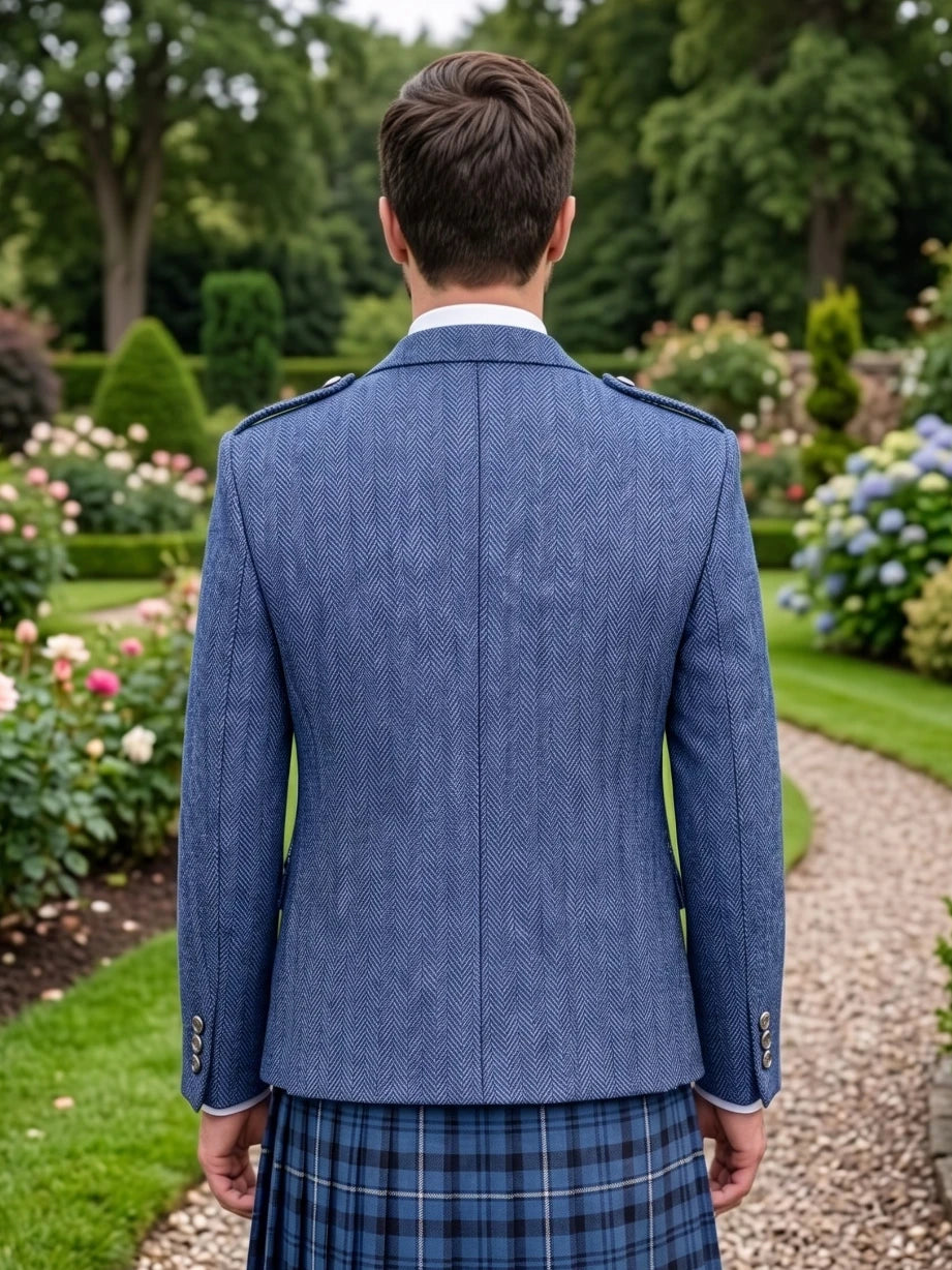 Indigo Blue Tweed Argyle Jacket