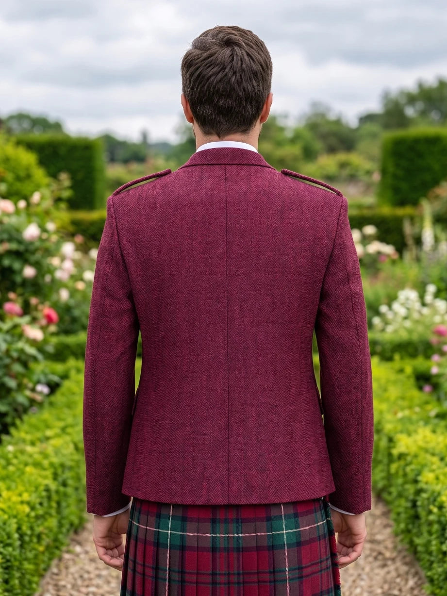 Magenata Tweed Argyle Kilt Jacket With Vest