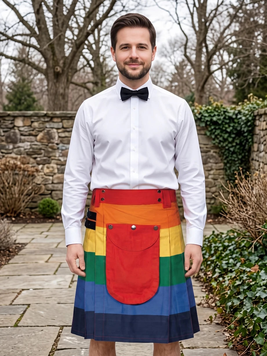 Custom Made Rainbow Fashion Utility Kilt