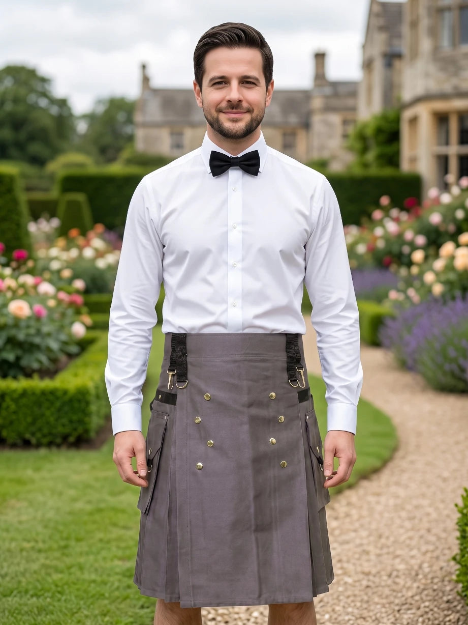 Custom Made Scottish Grey Utility Kilt