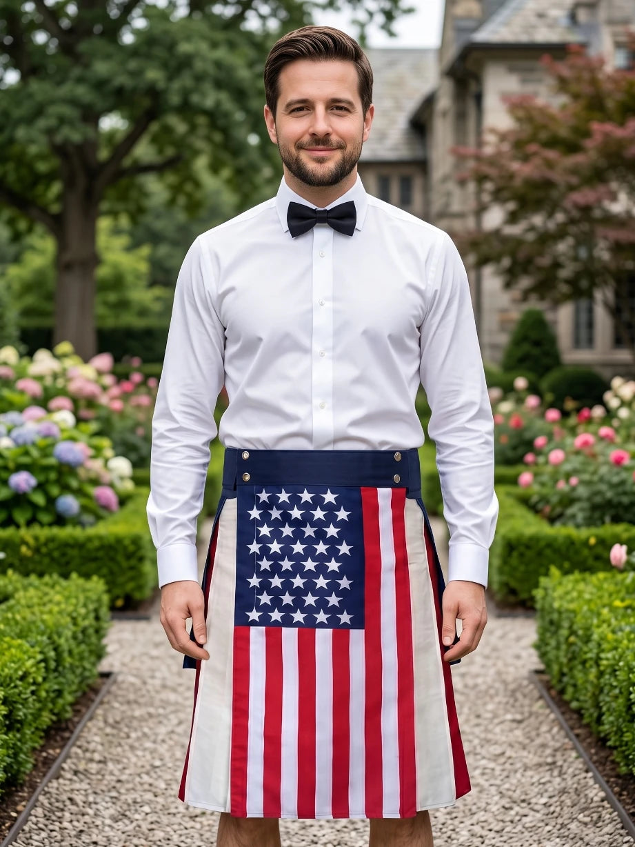 Custom Made Unisex US Flag Utility Kilt