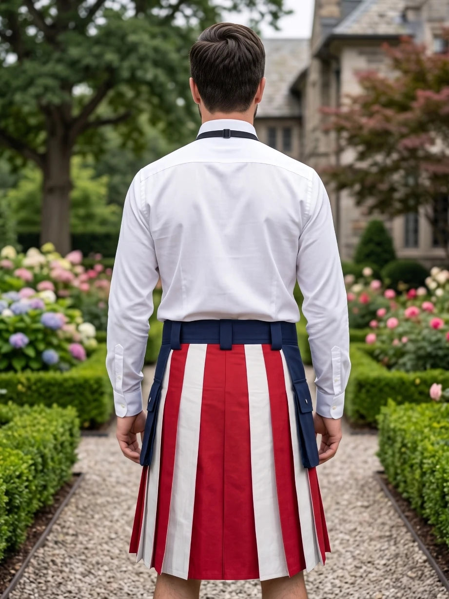 Custom Made Unisex US Flag Utility Kilt