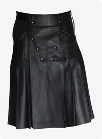 Mens Black Leather Kilt