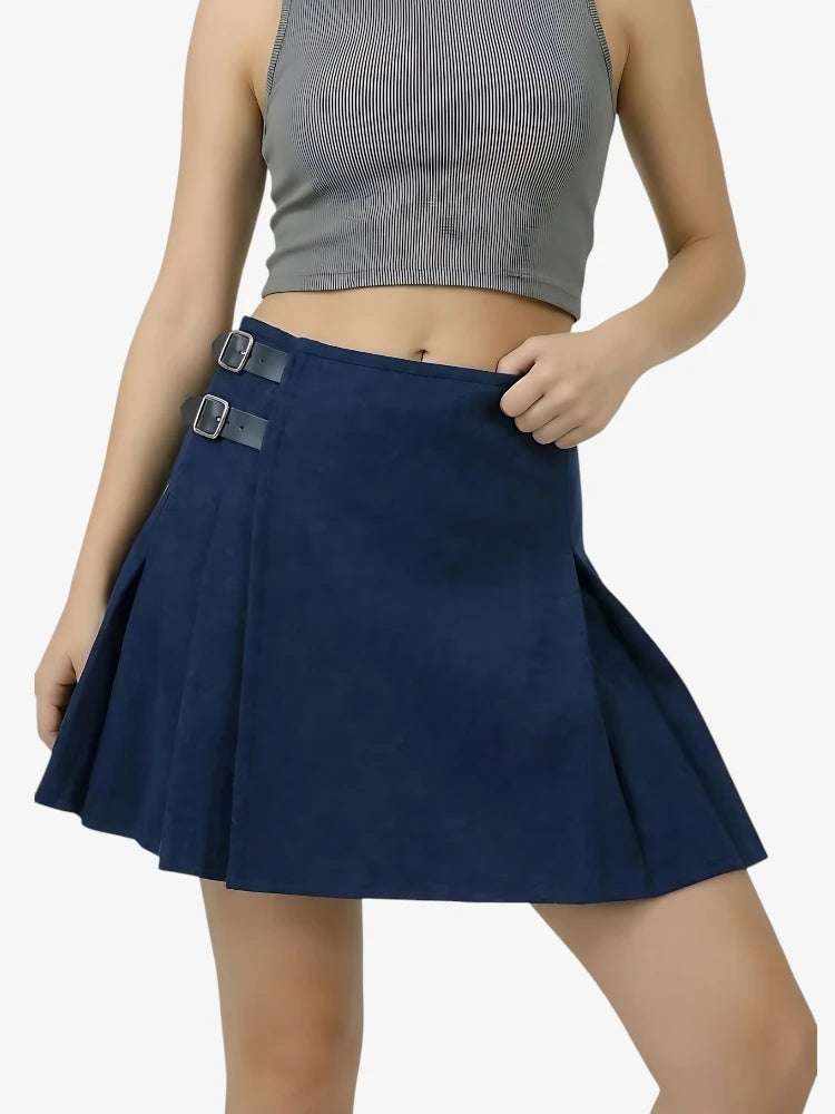 Navy Blue Women Wool Kilt