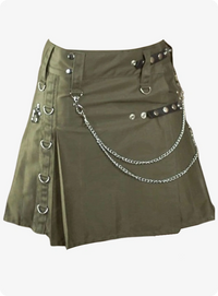 Olive Green Women Utility Kilt