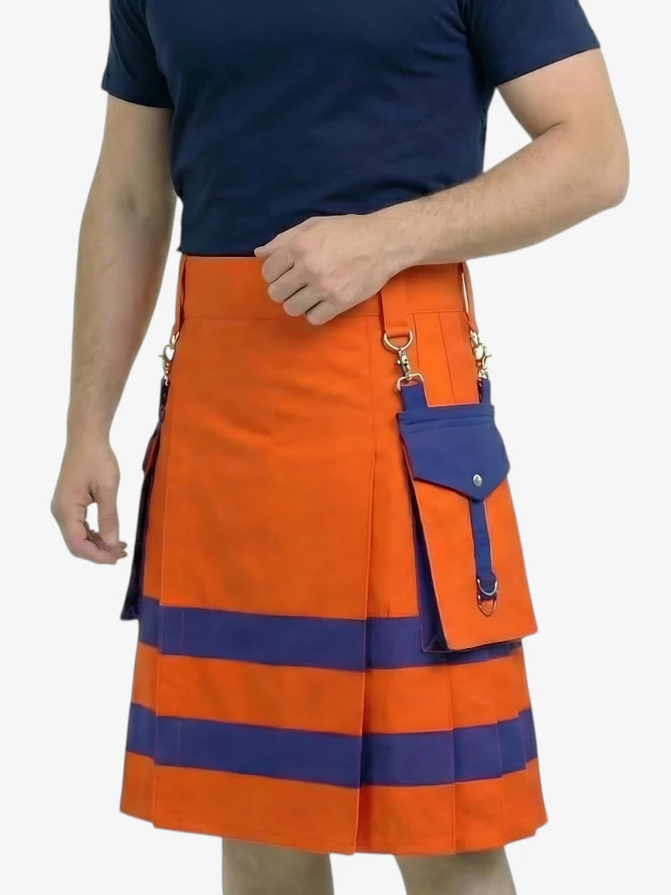 Orange And Purple Firefighter Kilt