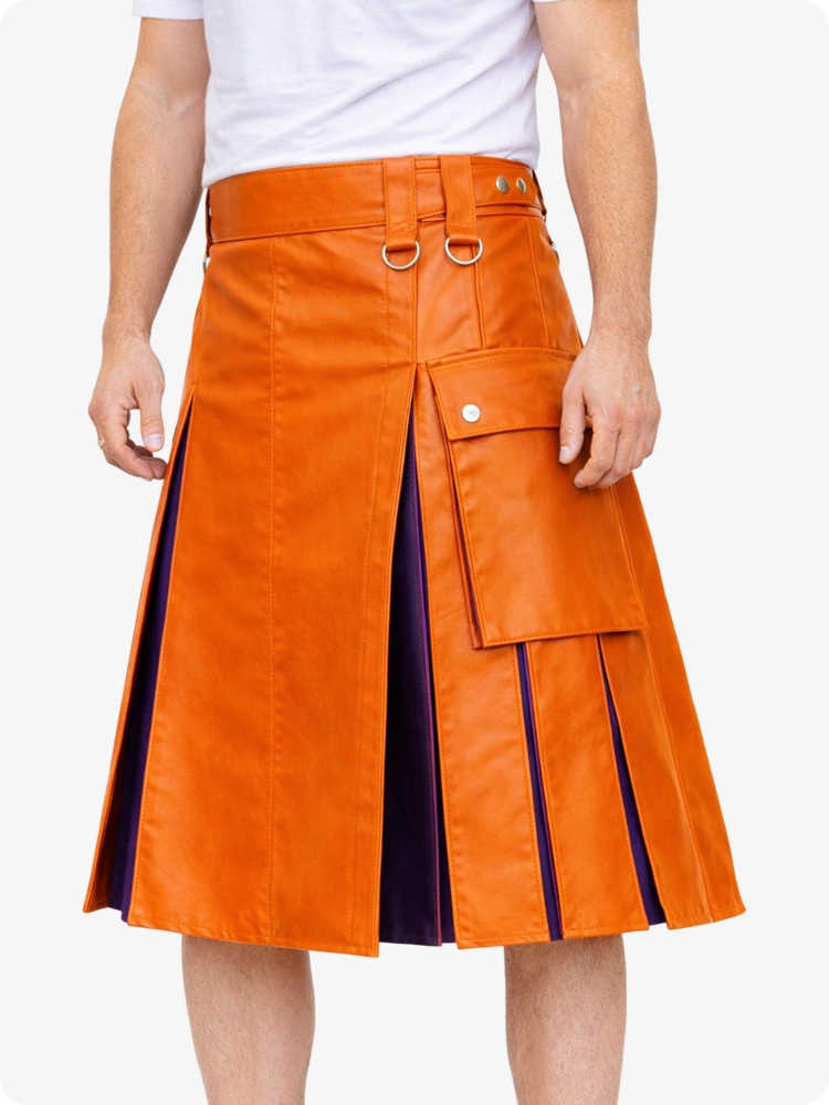 Orange skirt with white top on a white background