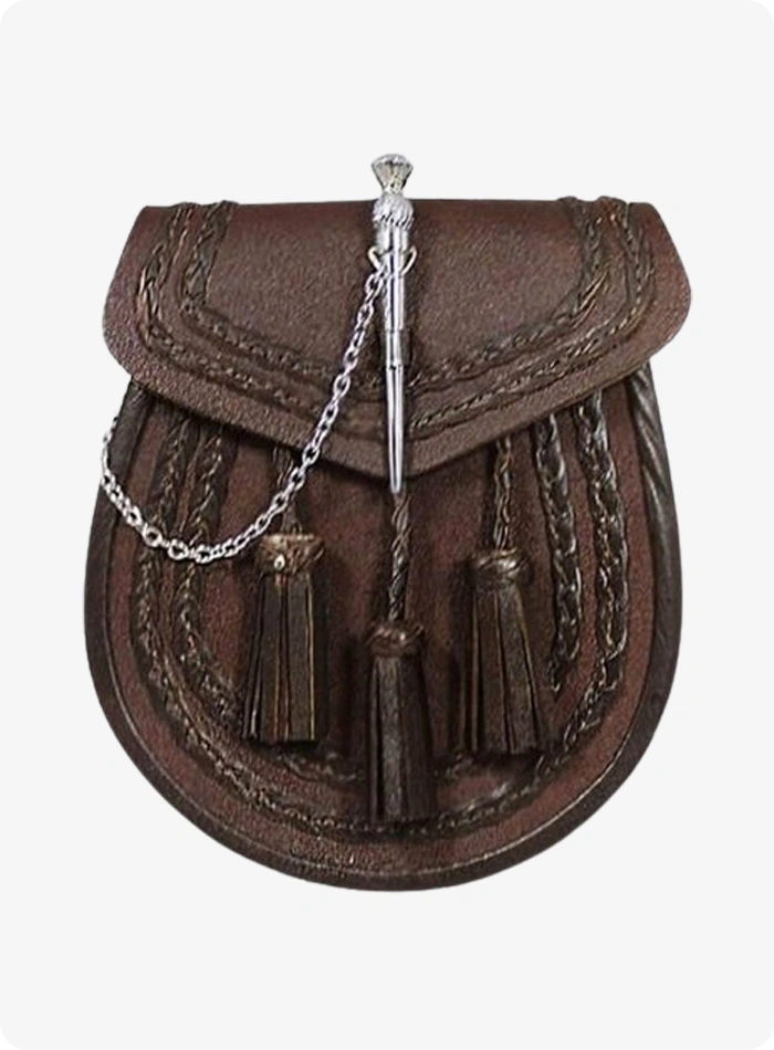 Custom Made Pin Lock Brown Braided Leather Sporran