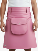 Pink skirt with a front pocket on a white background