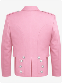 Pink jacket with silver buttons on a white background