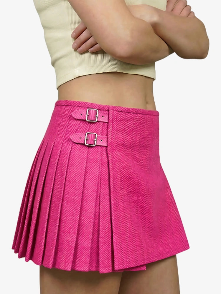 Pink Tweed Herringbone Women Kilt