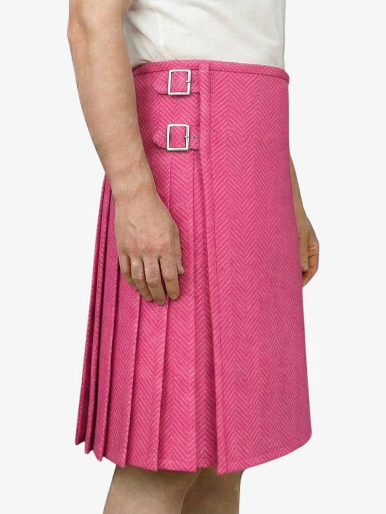 Pink Tweed Herringbone Kilt
