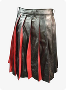 Pleated Black and Red Leather Kilt