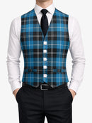 Ramsay Blue Tartan Waistcoat Front