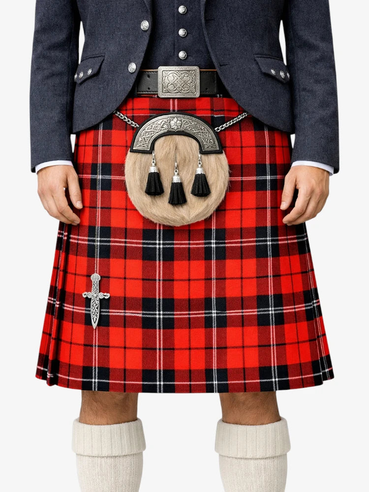Ramsay Red Tartan Kilt Model Front
