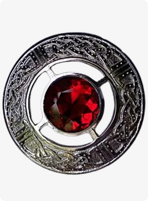 Custom Made Red Stone Kilt Fly Plaid Brooch