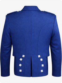 Royal Blue jacket with shoulder epaulets and button details on a white background