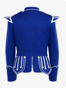 Royal Blue Scottish Military Doublet Jacket with Silver Trim & Epaulettes