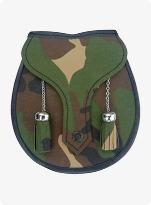 Hand Made Scottish Camo Kilt Leather Sporran