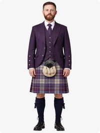 Shiel Purple Tartan Kilt And Purple Argyle Jacket Kilt Outfit