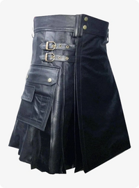 Shiny Black Leather Kilt