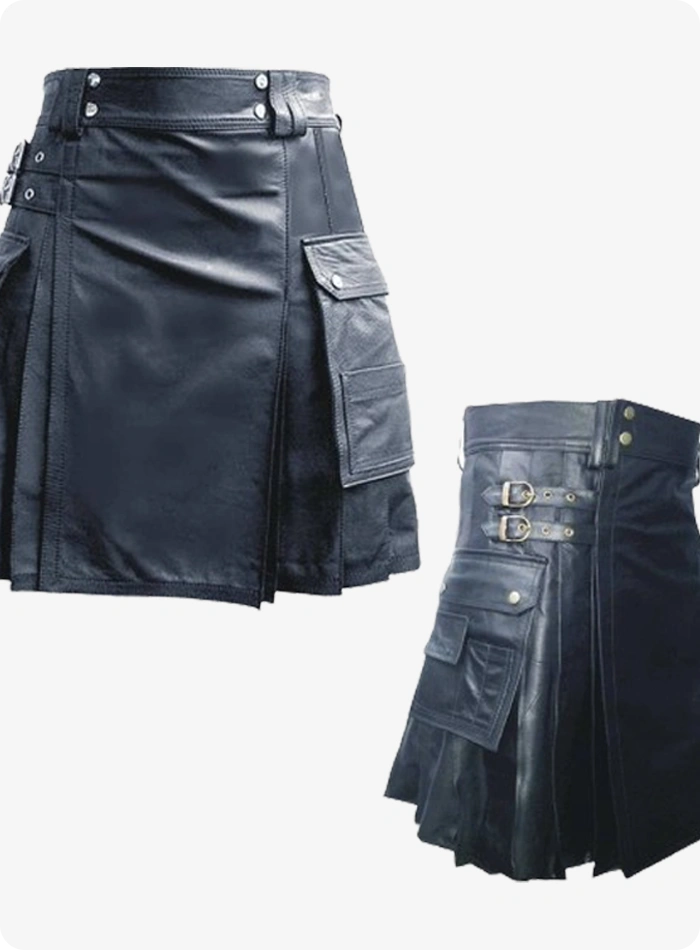 Shiny Black Leather Kilt