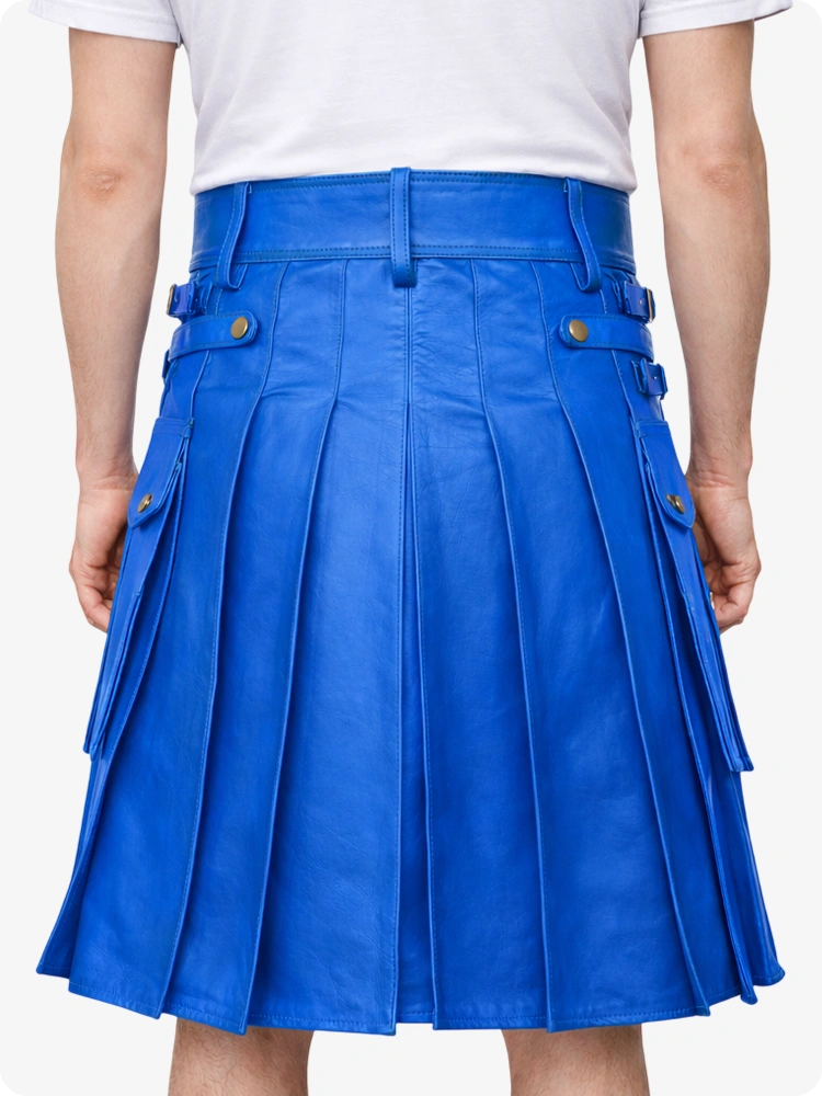Standard Blue pleated skirt worn by a person on a white background