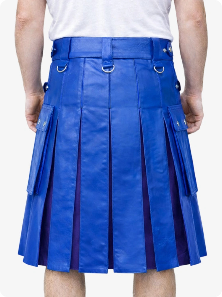 Standard Blue pleated skirt worn by a person on a white background