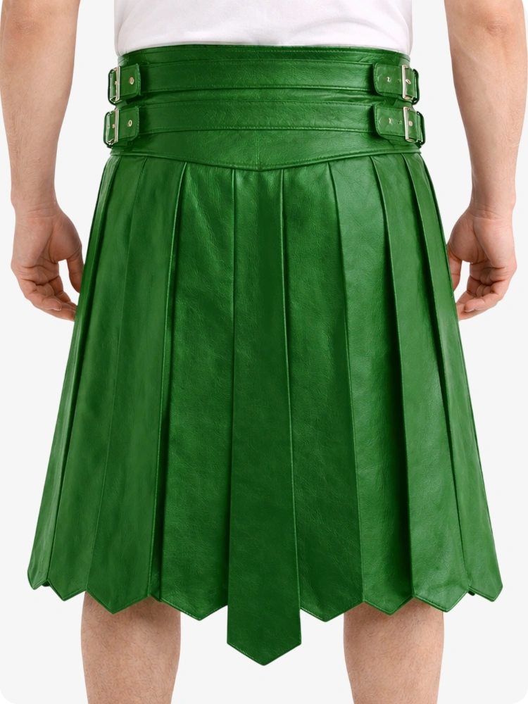 Standard Green pleated skirt with belt on a white background