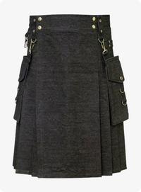 Stylish Black Denim Kilt