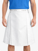White Genuine Leather Utility Kilt with Studded Waistband