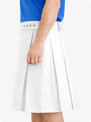 White Genuine Leather Utility Kilt with Studded Waistband