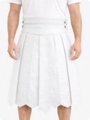 White skirt worn by a person on a white background
