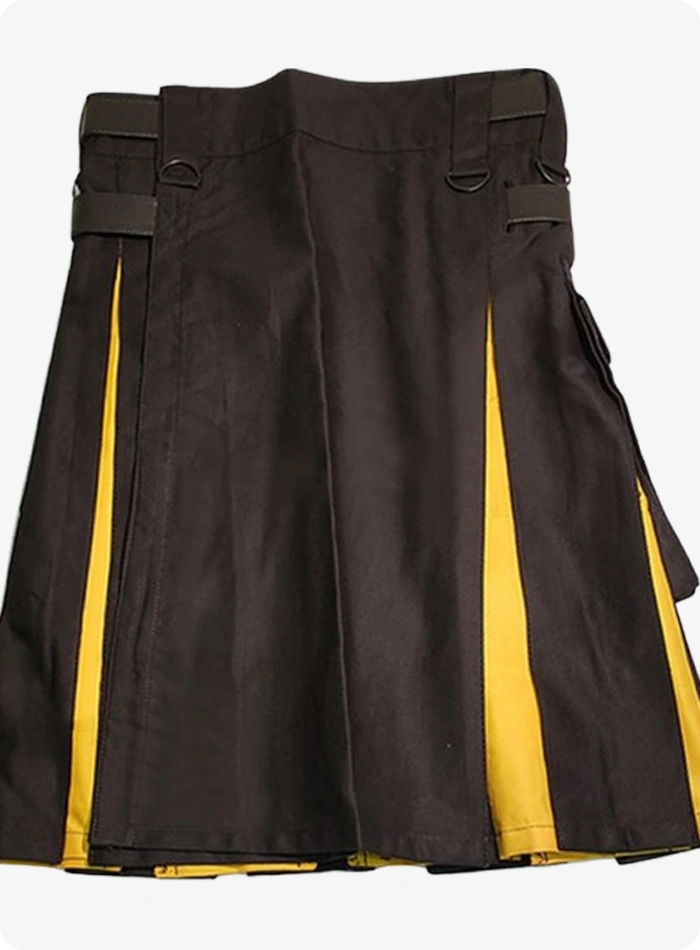 Custom Made Women Black & Yellow Hybrid Kilt