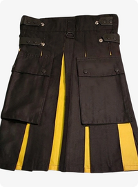 Women Black & Yellow Hybrid Kilt