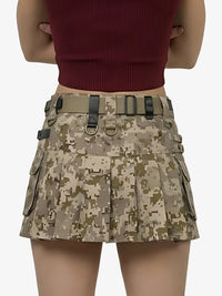 Camouflage skirt with tactical belt on a plain background